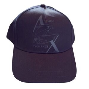 Armani Baseball Cap Navy Blue AX Logo Snap Back NWT